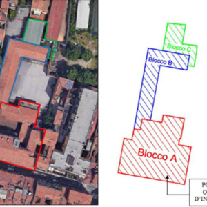 Planimetria e identificazione porzione di edificio scolastico oggetto di intervento